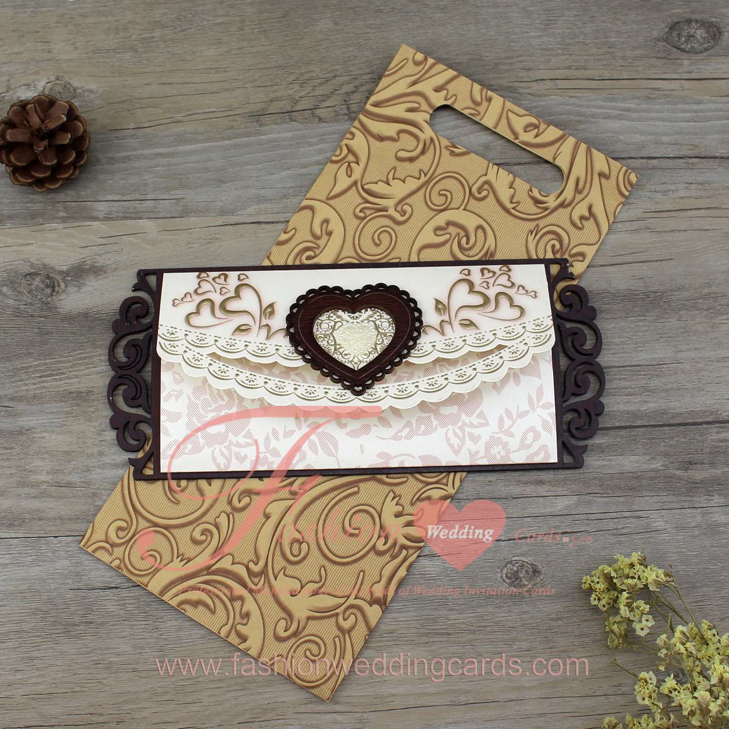 Wooden Invitation Card Rectangle Slap-up Invitation Customized